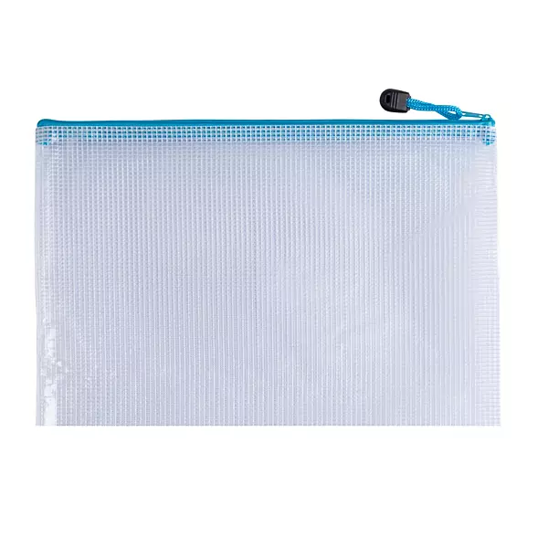 Pack of 12 A5 Light Blue PVC Mesh Zip Bags