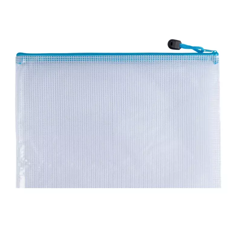 Pack of 12 A5 Light Blue PVC Mesh Zip Bags