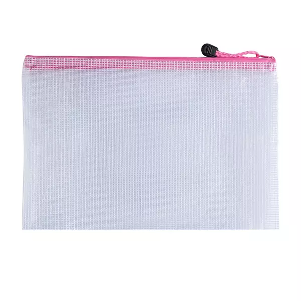 Pack of 12 A5 Pink PVC Mesh Zip Bags