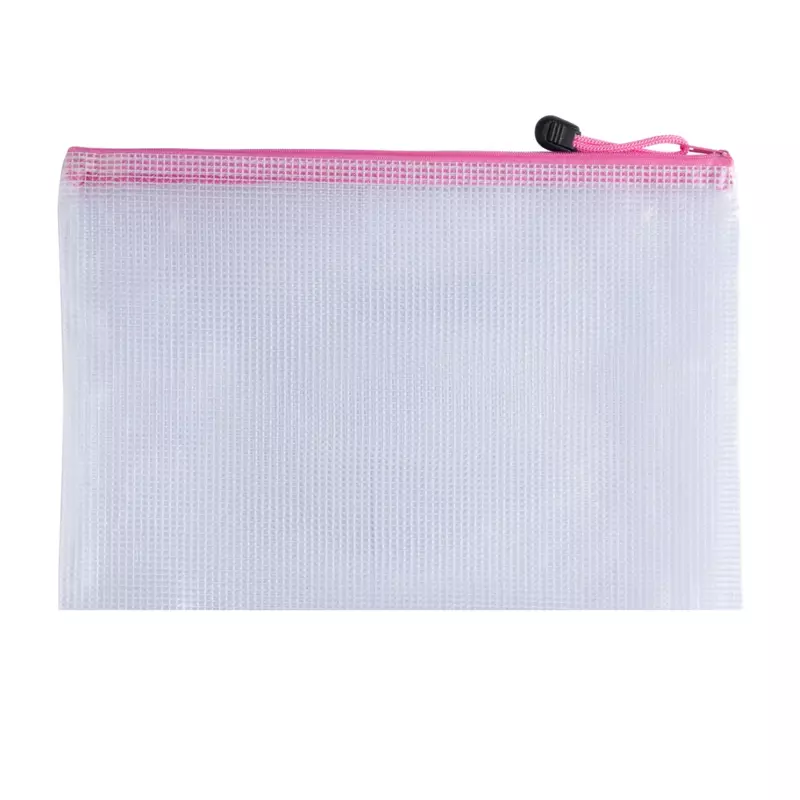 Pack of 12 A5 Pink PVC Mesh Zip Bags