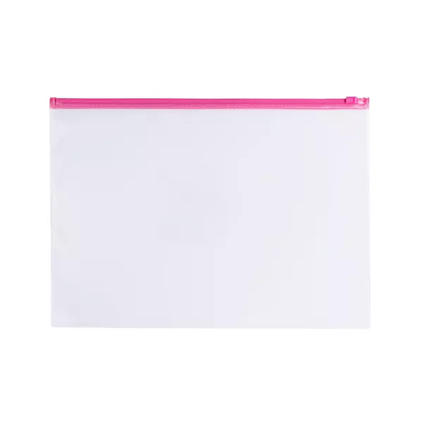 Pack of 12 A6 Clear Zippy Bags with Pink Zip