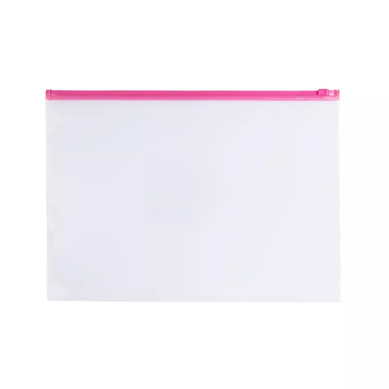 Pack of 12 A6 Clear Zippy Bags with Pink Zip