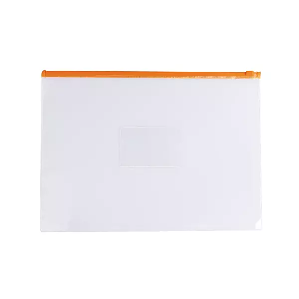 Pack of 12 A6 Clear Zippy Bags with Orange Zip