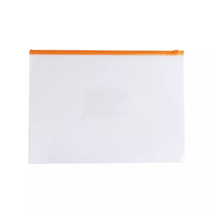 Pack of 12 A6 Clear Zippy Bags with Orange Zip
