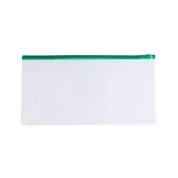 Pack of 12 DL Clear Zippy Bags with Green Zip