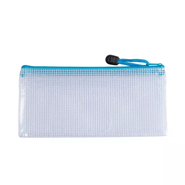 Pack of 12 DL Light Blue PVC Mesh Zip Bags