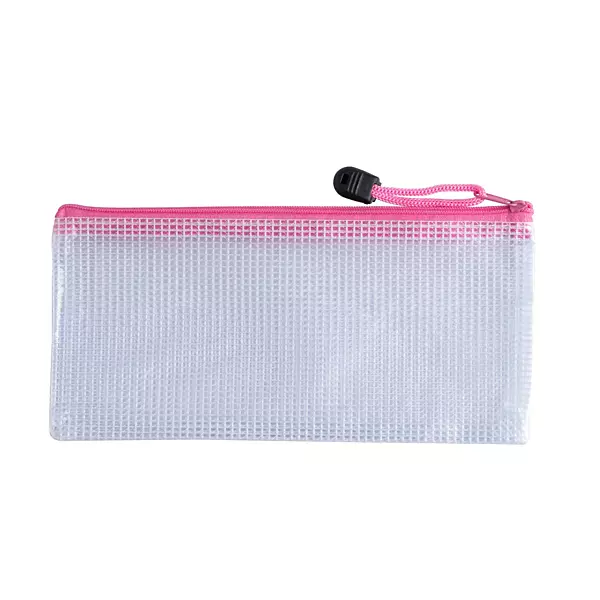 Pack of 12 DL Pink PVC Mesh Zip Bags