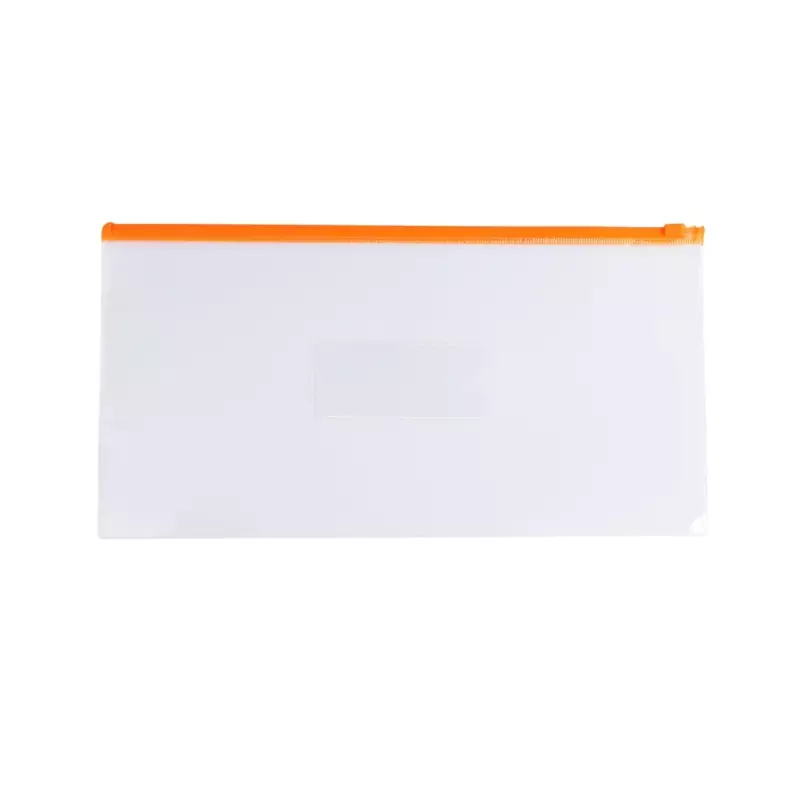 Pack of 12 DL Clear Zippy Bags with Orange Zip