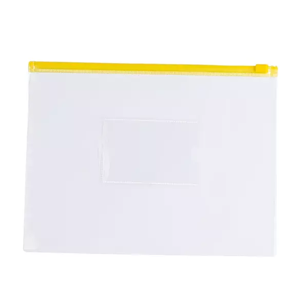 Pack of 12 A5 Clear Zippy Bags with Yellow Zip