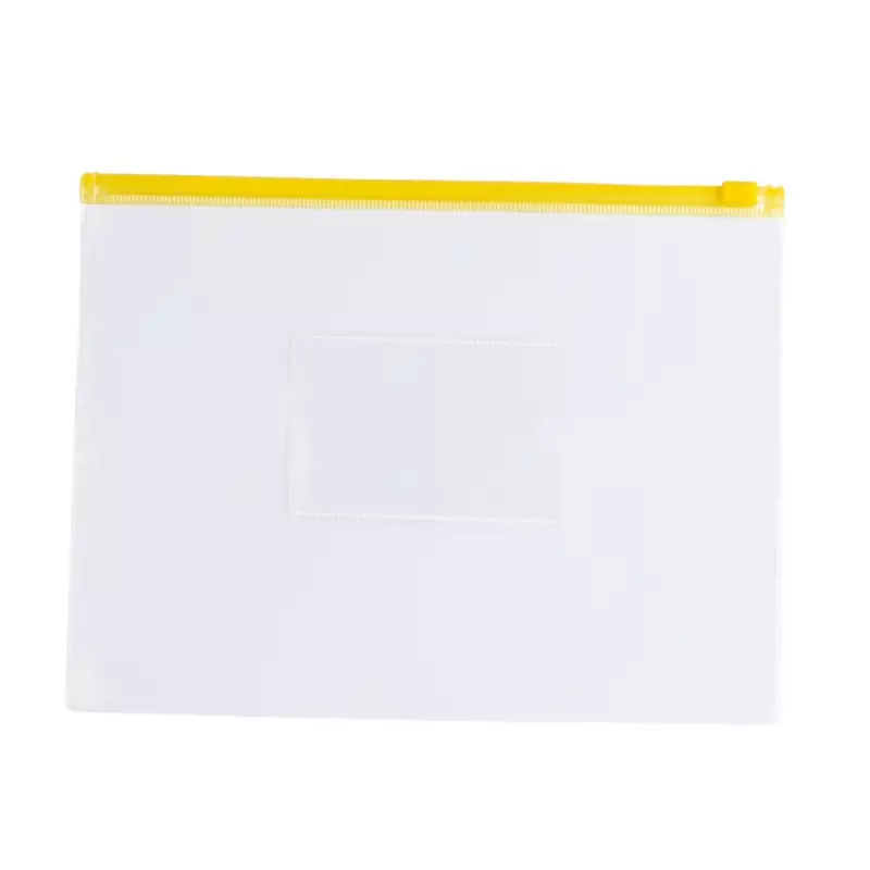 Pack of 12 A5 Clear Zippy Bags with Yellow Zip