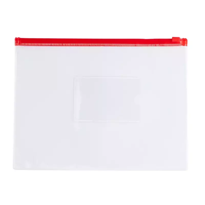 Pack of 12 A5 Clear Zippy Bags with Red Zip