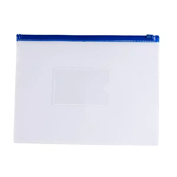 Pack of 12 A5 Clear Zippy Bags with Blue Zip