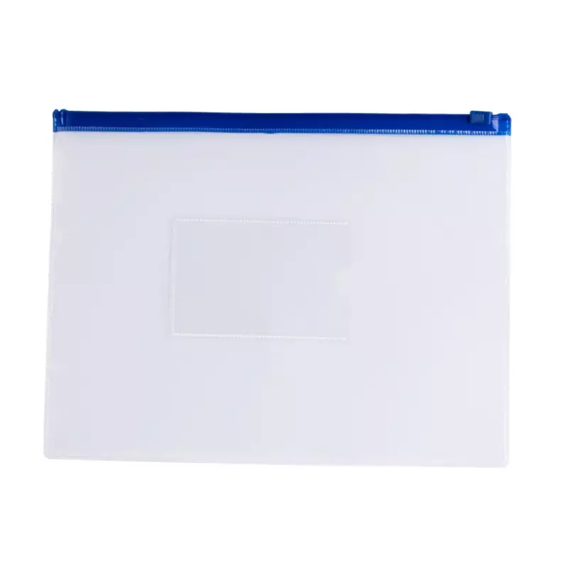 Pack of 12 A5 Clear Zippy Bags with Blue Zip