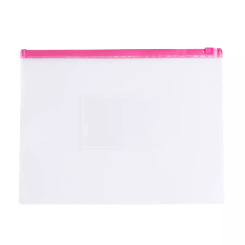 Pack of 12 A5 Clear Zippy Bags with Pink Zip