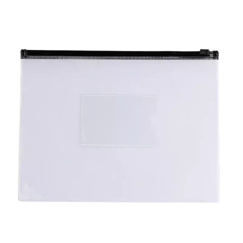 Pack of 12 A5 Clear Zippy Bags with Black Zip