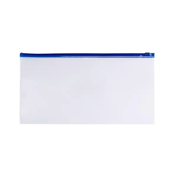 Pack of 12 DL Clear Zippy Bags with Blue Zip