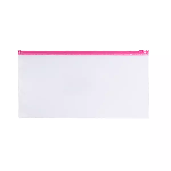 Pack of 12 DL Clear Zippy Bags with Pink Zip
