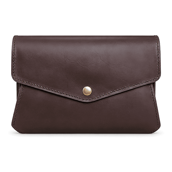 The Riviera Dual-Tone Leather Envelope Clutch – Espresso Brown