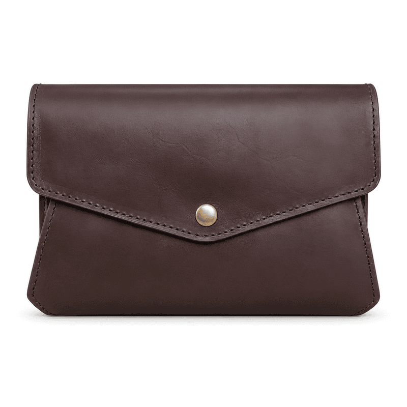 The Riviera Dual-Tone Leather Envelope Clutch – Espresso Brown