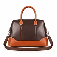 The Belmont Dual-Tone Leather Satchel Executive Handbag