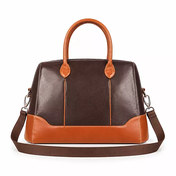 The Belmont Dual-Tone Leather Satchel Executive Handbag