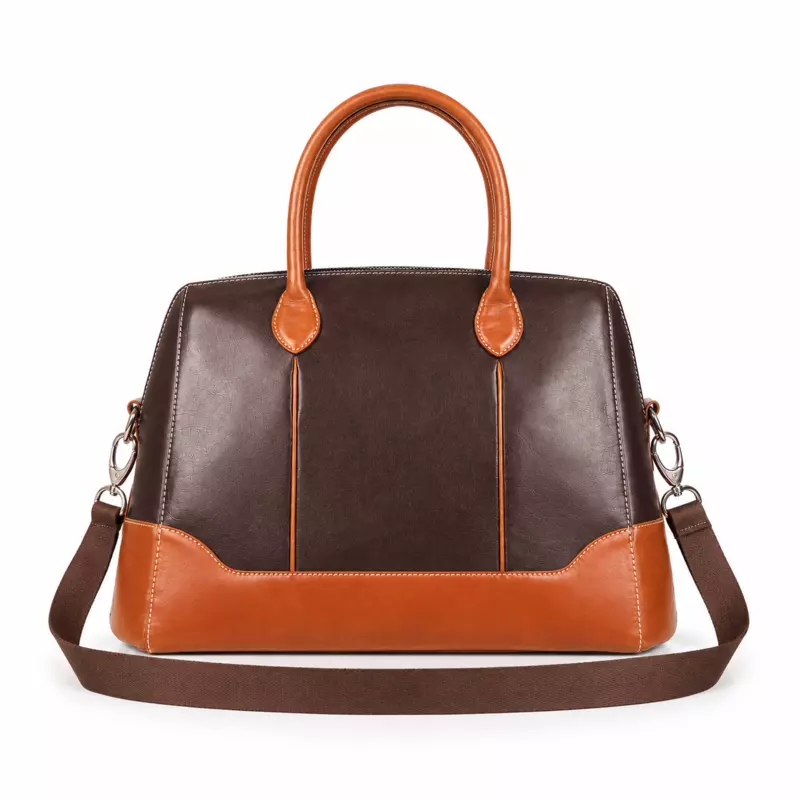 The Belmont Dual-Tone Leather Satchel Executive Handbag