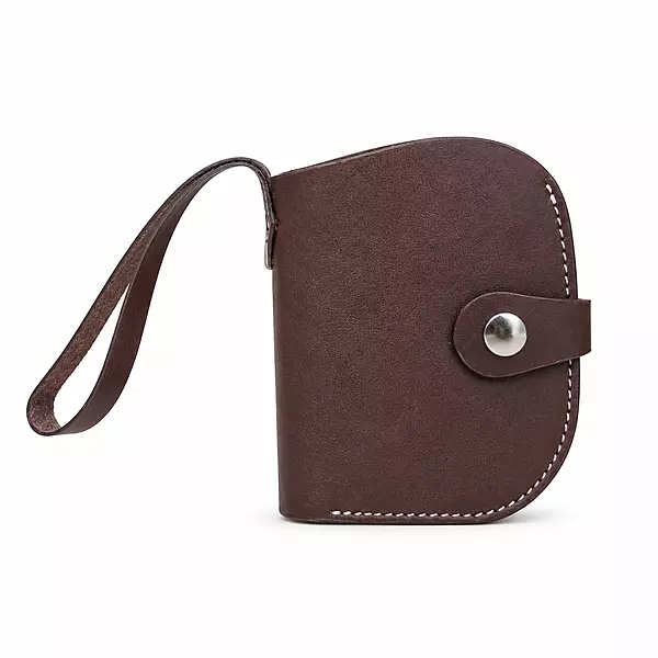 Nomad Handcrafted Genuine Leather Wristlet Wallet Rustic Dark Brown