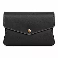 Envelope Genuine Leather Accordion Clutch Wallet - Classic Black