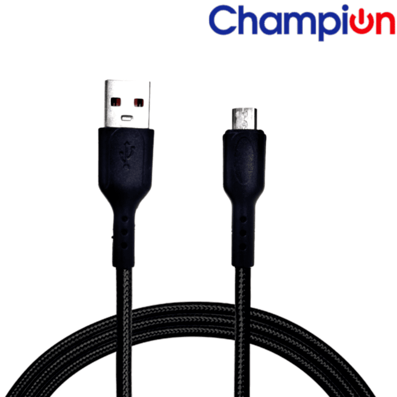 Champion Micro 3Amp 1Mtr Braided Data Cable Black (Series -C)