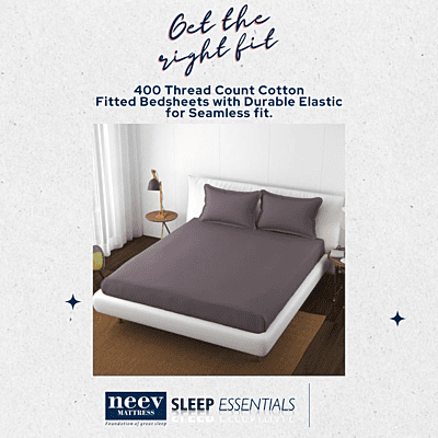 Neev 100% Cotton Plain Queen Fitted Bedsheet with 2 Pillow Covers (400 TC) Neev 100% Cotton Plain Queen Fitted Bedsheet with 2 Pillow Covers (400 TC)