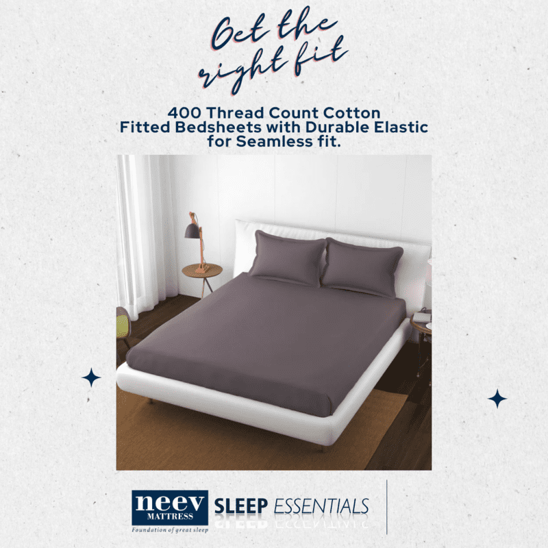 Neev 100% Cotton Plain Queen Fitted Bedsheet with 2 Pillow Covers (400 TC) Neev 100% Cotton Plain Queen Fitted Bedsheet with 2 Pillow Covers (400 TC)