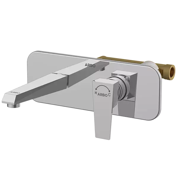 LV-2029 Concealed Body For Single Lever Basin Mixer Wall Mounted With Exposed Part Kit, Consisting Of Operative Lever, Basin Spout & Wall Flange