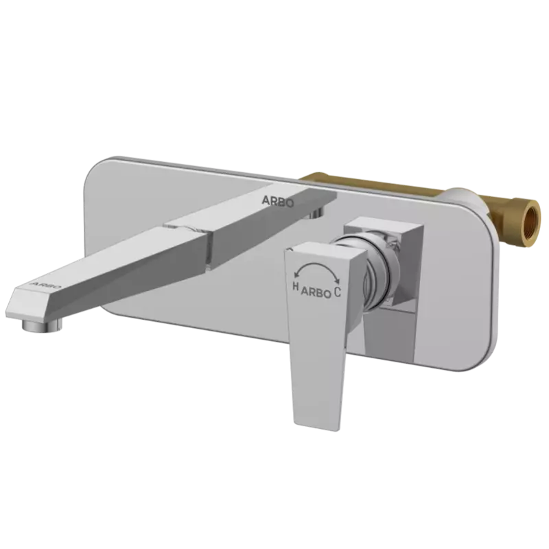 LV-2029 Concealed Body For Single Lever Basin Mixer Wall Mounted With Exposed Part Kit, Consisting Of Operative Lever, Basin Spout & Wall Flange
