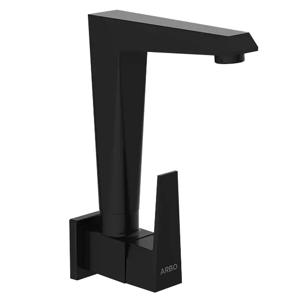 LV-MB-2008 Sink Cock With Swinging Spout With Wall Flange (Wall Mounted Model) (Matt Black)