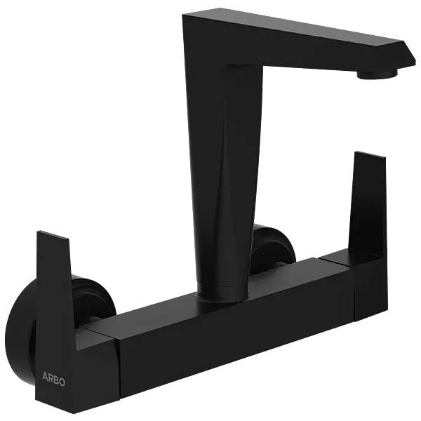 LV-MB-2013 Sink Mixer With Swinging Spout With Connecting Legs With Wall Flange (Wall Mounted Model) (Matt Black)