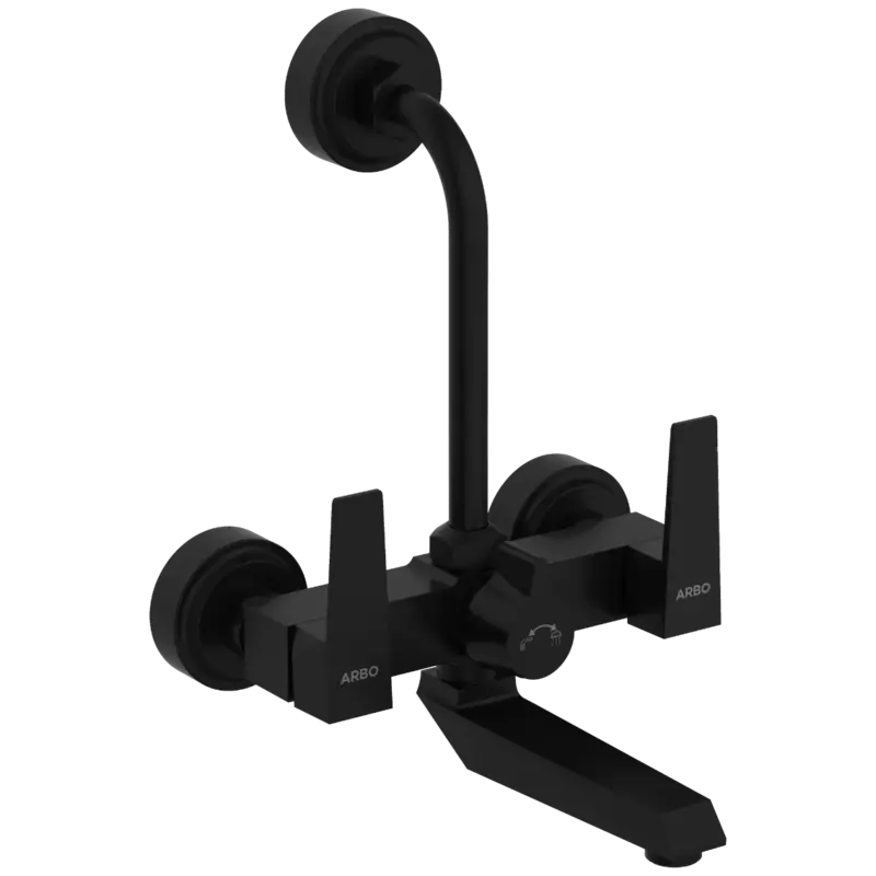 LV-MB-2020 Wall Mixer 2 In 1 With Connecting Legs With Wall Flange (Matt Black)