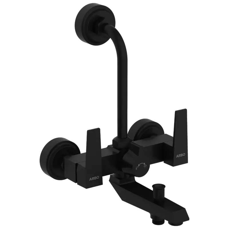 LV-MB-2022 Side Handle Wall Mixer 3 In 1 With Connecting Legs With Wall Flange (Matt Black)