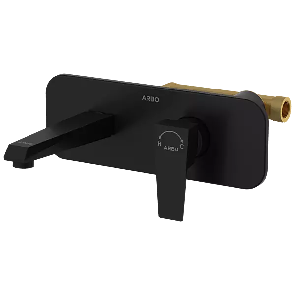 LV-MB-2029 Concealed Body For Single Lever Basin Mixer Wall Mounted With Exposed Part Kit, Consisting Of Operative Lever, Basin Spout & Wall Flange (Matt Black)