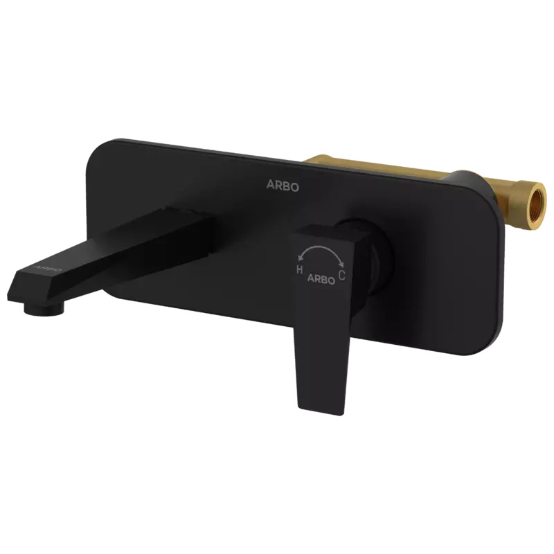 LV-MB-2029 Concealed Body For Single Lever Basin Mixer Wall Mounted With Exposed Part Kit, Consisting Of Operative Lever, Basin Spout & Wall Flange (Matt Black)