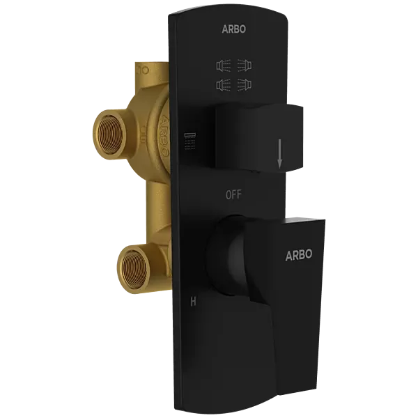 LV-MB-2053 2 Inlet 3 Outlet High Flow Diverter Body With Upper Part Set (Matt Black)