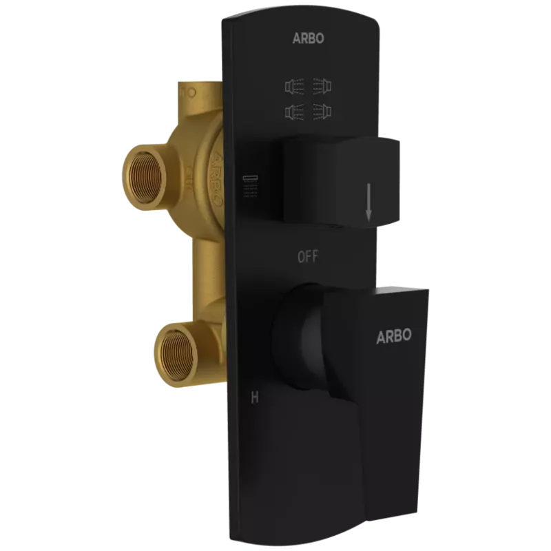 LV-MB-2053 2 Inlet 3 Outlet High Flow Diverter Body With Upper Part Set (Matt Black)