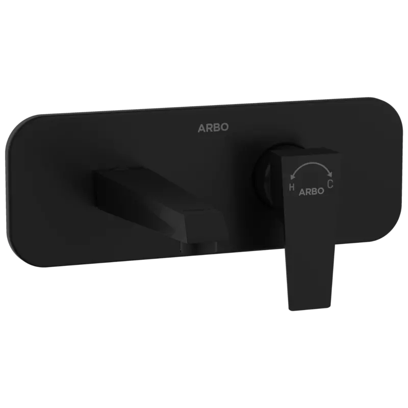 LV-MB-2067 Exposed Part Kit For Single Lever Basin Mixer Wall Mounted With Consisting Of Operative Lever, Basin Spout & Wall Flange (Matt Black)