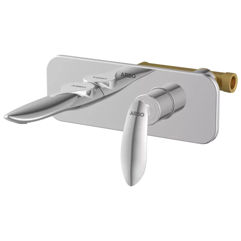KA-3129 Concealed Body For Single Lever Basin Mixer Wall Mounted With Exposed Part Kit, Consisting Of Operative Lever, Basin Spout & Wall Flange