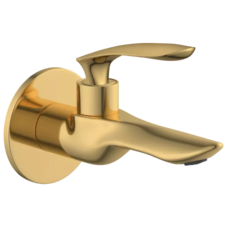 KA-GG-3103 Long Nose Bib Tap With Wall Flange (Glossy Gold)