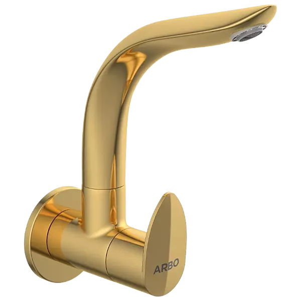 KA-GG-3108 Sink Cock With Swinging Spout With Wall Flange (Wall Mounted Model) (Gold)