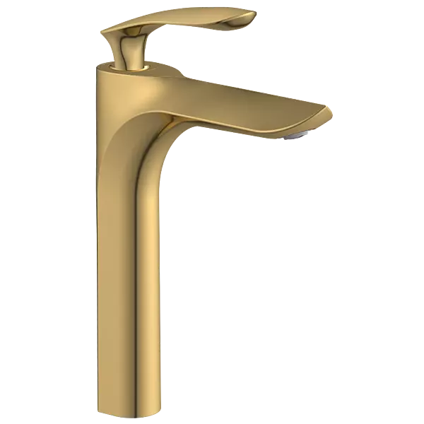 KA-GG-3128 Single Lever Tall Basin Mixer With Braided Hoses (Table Mounted Model) (Gold)