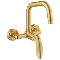 KA-GG-3143 Single Lever Sink Mixer With Swinging Spout With Connecting Legs With Wall Flange (Wall Mounted Model) (Gold)