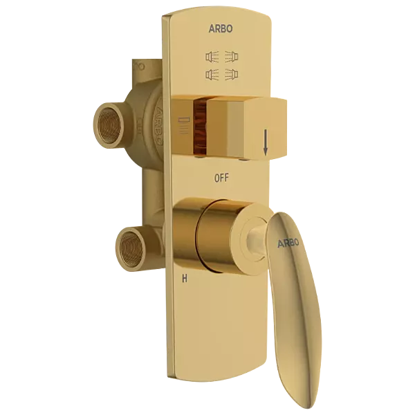 KA-GG-3153 2 Inlet 3 Outlet High Flow Diverter Body With Upper Part Set (Gold)