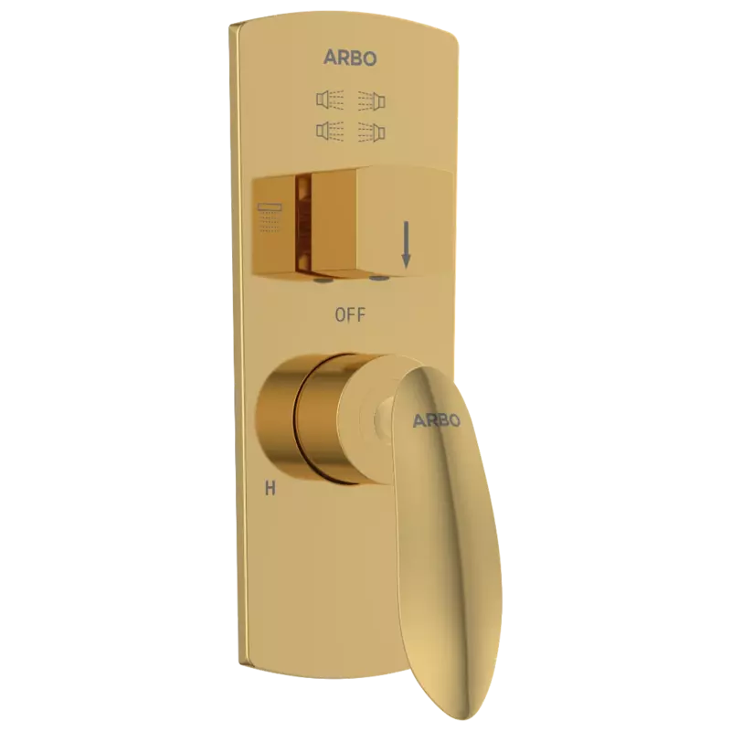 KA-GG-3163 Exposed Part Kit For 2 Inlet 3 Outlet Single Lever High Flow Diverter (Gold)