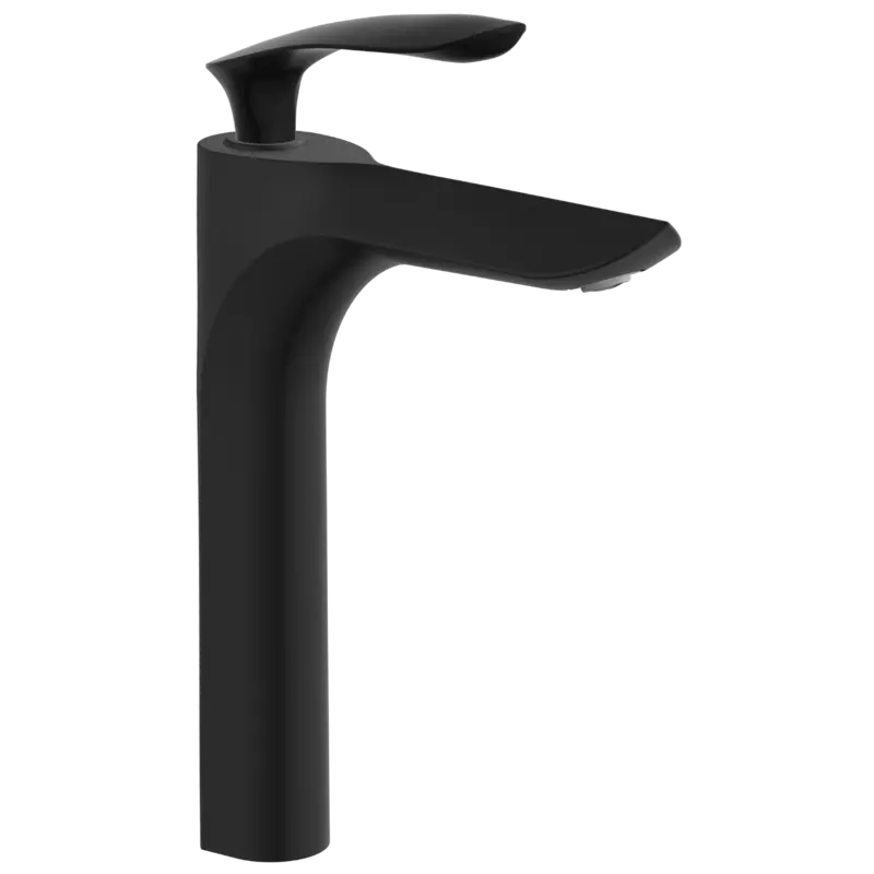 KA-MB-3128 Single Lever Tall Basin Mixer With Braided Hoses (Table Mounted Model) (Matt Black)